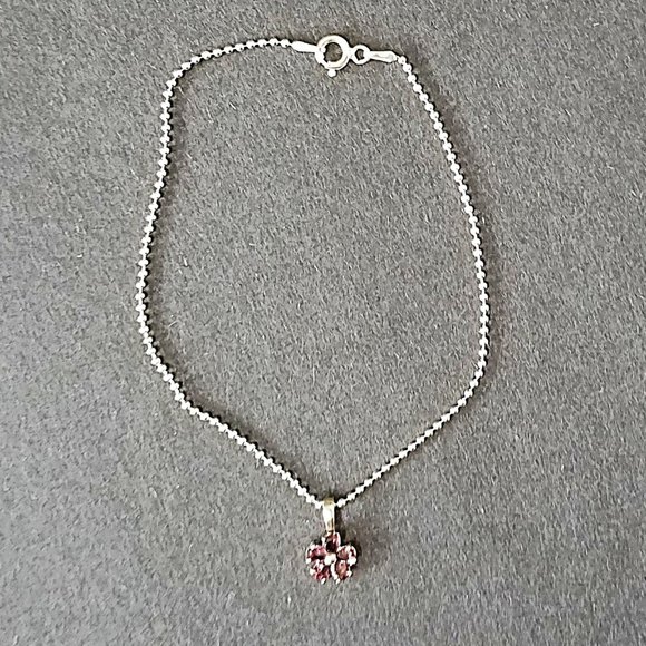 Anklet 925 Sterling Silver Chain and Flower Charm - Picture 3 of 6